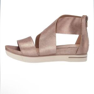 Eileen Fisher Women's Sport Platinum Frozen Metallic Suede Sandals Sz 8.5